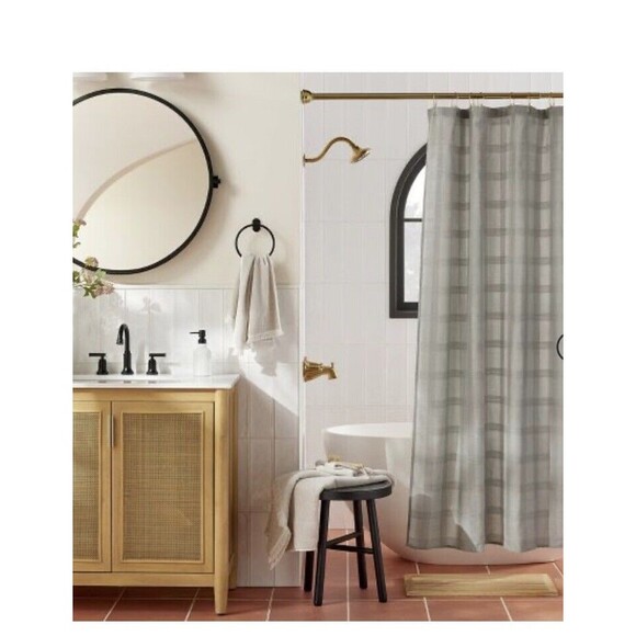 Square Pattern Shower Curtain Washed Gray - Hearth & Hand with Magnolia NEW!! - Picture 2 of 7